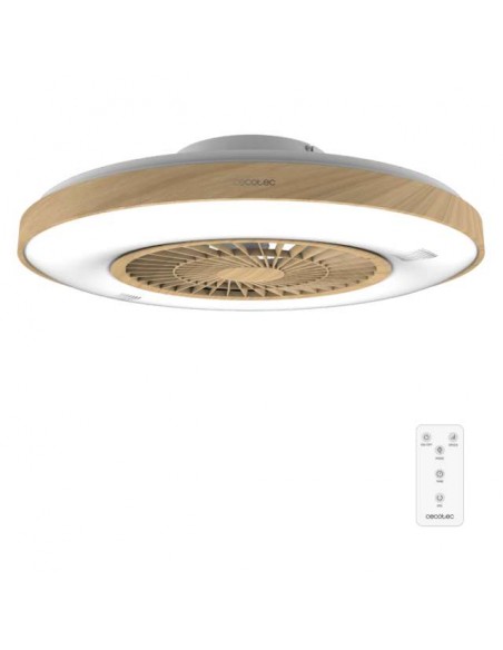 Cecotec EnergySilence LampAero 600 InsideWood Ventilador de Techo de 20W y 20" con Luz LED, Mando a Distancia