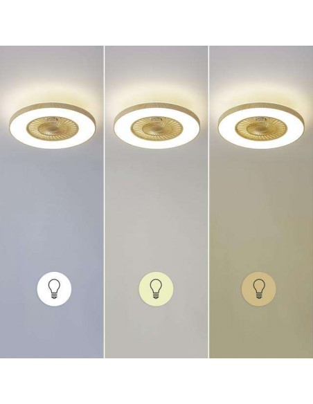 Cecotec EnergySilence LampAero 600 InsideWood Ventilador de Techo de 20W y 20" con Luz LED, Mando a Distancia