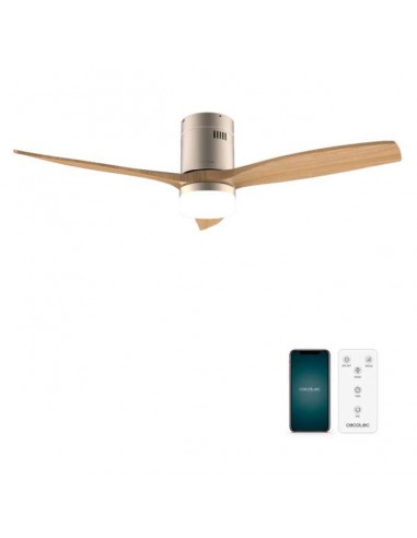 Cecotec EnergySilence Aero 5600 Aqua GoldLightWood Connected Ventilador de Techo de 40W, Mando a Distancia y Wi-Fi