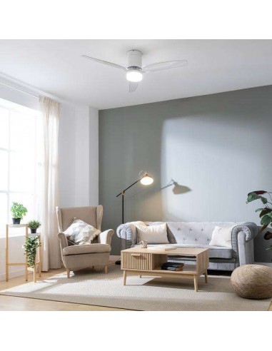 Cecotec EnergySilence Aero 5285 Sun WhiteTransparent Ventilador de Techo de 40W con Luz y Mando a Distancia