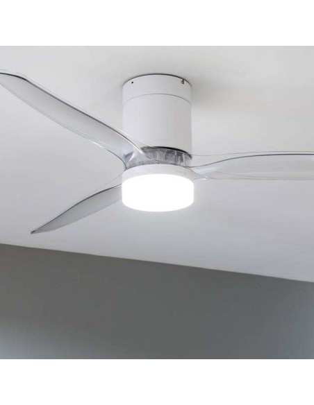 Cecotec EnergySilence Aero 5285 Sun WhiteTransparent Ventilador de Techo de 40W con Luz y Mando a Distancia