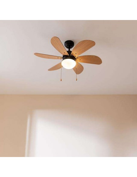 Cecotec EnergySilence Aero 360 Black&Wood Ventilador de Techo de 50W y 36" con Lámpara