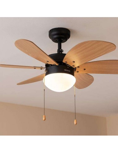 Cecotec EnergySilence Aero 360 Black&Wood Ventilador de Techo de 50W y 36" con Lámpara