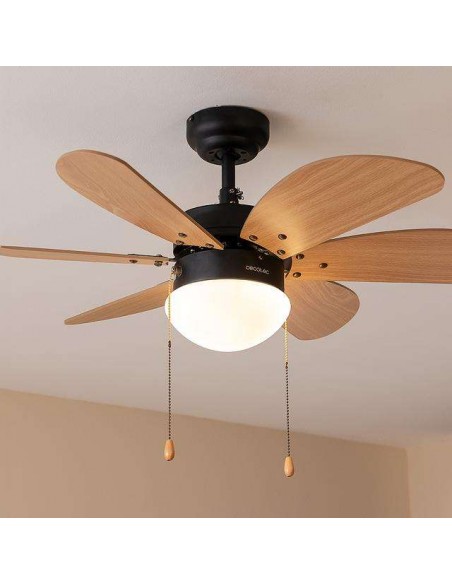 Cecotec EnergySilence Aero 360 Black&Wood Ventilador de Techo de 50W y 36" con Lámpara