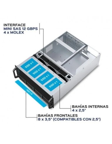UNYKAch HSW4U6508 Chasis Servidor Rack Hot Swap 4U, 8 BAHÍAS