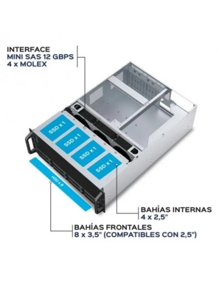 UNYKAch HSW4U6508 Chasis Servidor Rack Hot Swap 4U, 8 BAHÍAS