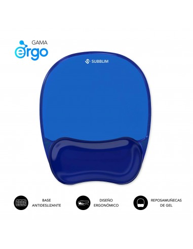 Subblim Ergo Cristal Flex MousePad Alfombrilla Azul Oscuro