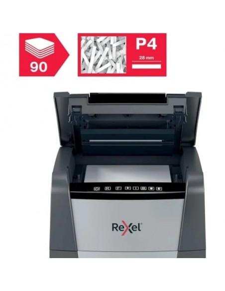 Rexel Optimum AutoFeed 90X Destructora de Papel Automática Corte en Partículas P-4 34L Negra