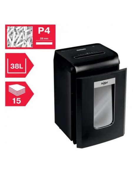 Rexel Promax QS RSX1538 Destructora de Papel Corte en Partículas P-4 38L Negra