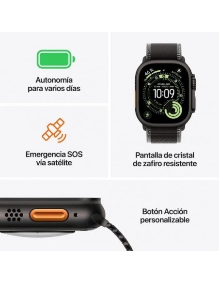 Apple Watch Ultra 3 GPS + Cellular 49mm Caja de Titanio Negro con Correa Loop Trail Negro/Carbón M/L