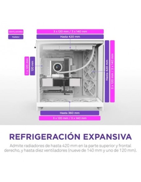 NZXT H9 Flow Caja ATX/EATX Malla y Vidrio Templado Blanca