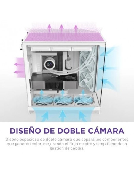 NZXT H9 Flow Caja ATX/EATX Malla y Vidrio Templado Blanca