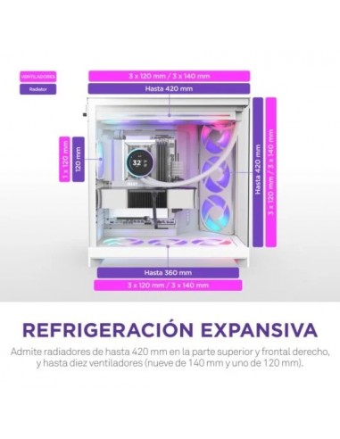 NZXT H9 Flow RGB Caja ATX/EATX Malla y Vidrio Templado Blanca