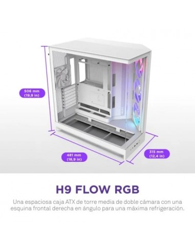 NZXT H9 Flow RGB Caja ATX/EATX Malla y Vidrio Templado Blanca