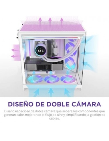 NZXT H9 Flow RGB Caja ATX/EATX Malla y Vidrio Templado Blanca