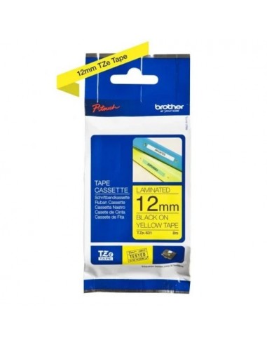 Brother TZe611 Cinta Laminada Negro sobre Amarillo