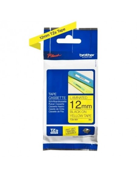 Brother TZe611 Cinta Laminada Negro sobre Amarillo