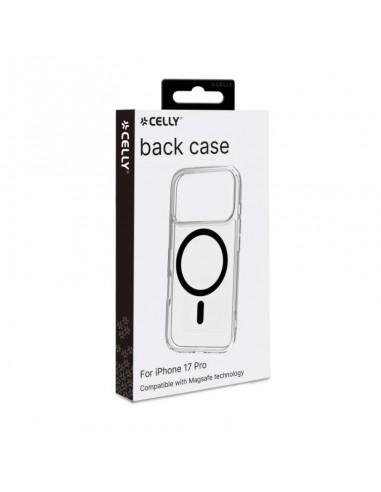 Celly GELSKINMAG Funda Transparente Magsafe Apple iPhone 17 Pro Negra
