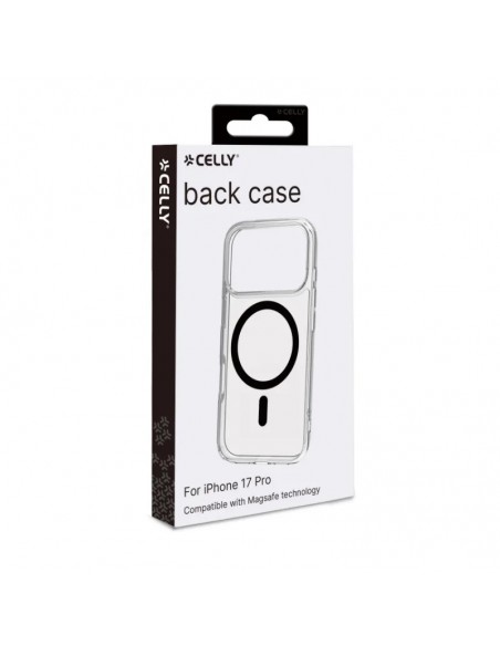 Celly GELSKINMAG Funda Transparente Magsafe Apple iPhone 17 Pro Negra