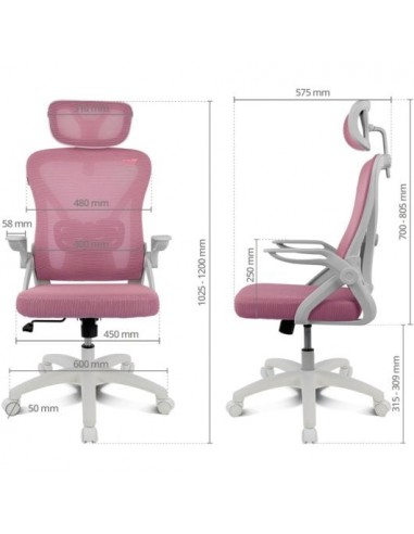 Drift DRAIR35 Silla Gaming con Respaldo de Malla Reposabrazos Abatibles 120Kg Rosa