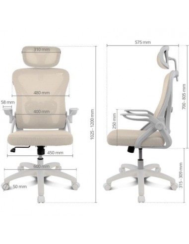 Drift DRAIR35 Silla Gaming con Respaldo de Malla Reposabrazos Abatibles 120Kg Beige