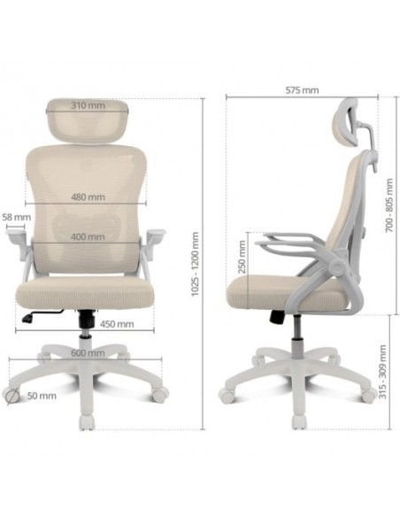 Drift DRAIR35 Silla Gaming con Respaldo de Malla Reposabrazos Abatibles 120Kg Beige
