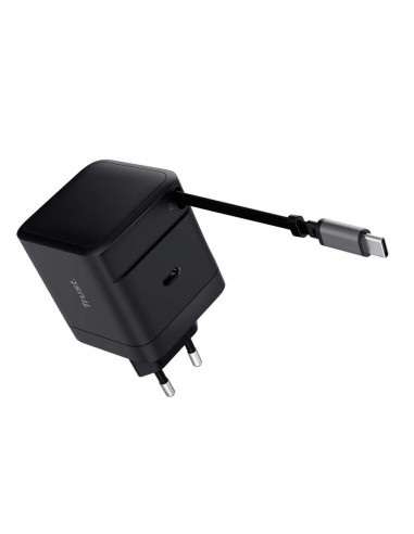 Trust Maxo Cargador de Pared GaN 65W 1xUSB-C + Cable USB-C Retráctil Negro