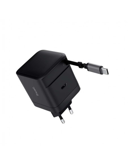 Trust Maxo Cargador de Pared GaN 65W 1xUSB-C + Cable USB-C Retráctil Negro