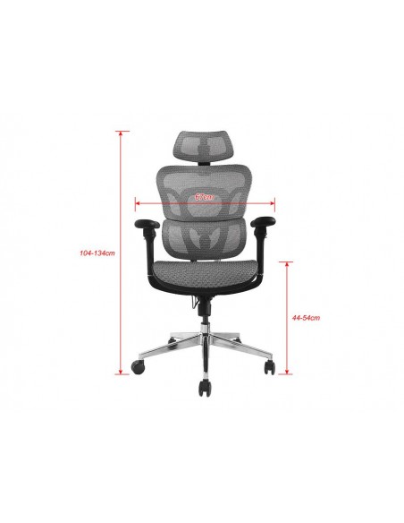 Equip 651050 Silla de Oficina Ergonómica Premium con Reposacabezas y Reposabrazos, Gris