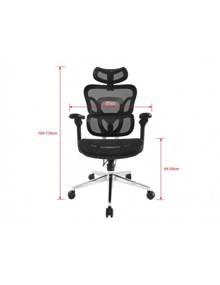 Equip 651051 Silla de Oficina Ergonómica Premium con Reposacabezas y Reposabrazos Negra