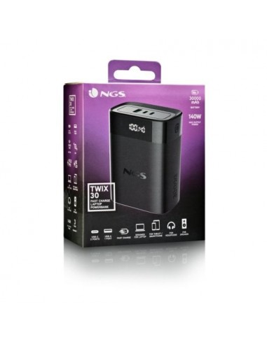 NGS TWIX 30 Powerbank 30000mAh 140W PD 3.1 PPS QC 3.0 LED Negra