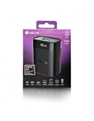 NGS TWIX 30 Powerbank 30000mAh 140W PD 3.1 PPS QC 3.0 LED Negra