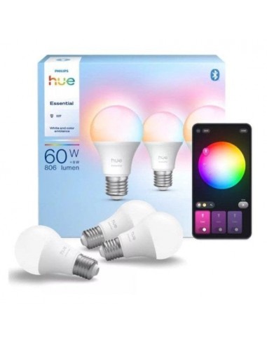 Philips Hue Essential Bombilla Inteligente A60 E27 806 lm 8W Pack de 3 Unidades