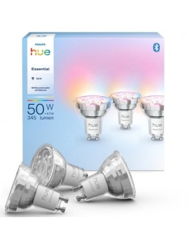 Philips Hue Essential GU10 Foco Inteligente 345 lm 4,7W Pack de 3 Unidades