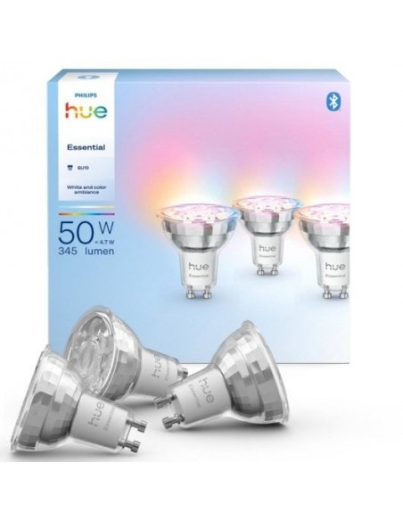 Philips Hue Essential GU10 Foco Inteligente 345 lm 4,7W Pack de 3 Unidades