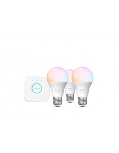 Philips Hue Starter kit Essential: 3 Bombillas Inteligentes E27 806 lm + Hue Bridge
