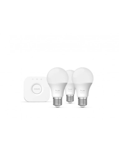 Philips Hue Starter kit Essential: 3 Bombillas Inteligentes E27 806 lm + Hue Bridge