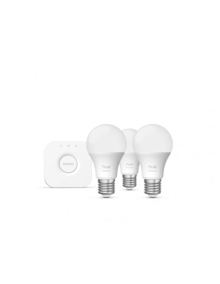 Philips Hue Starter kit Essential: 3 Bombillas Inteligentes E27 806 lm + Hue Bridge