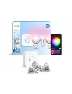 Philips Hue Starter kit Essential: 3 Bombillas Inteligentes GU10 345 lm + Hue Bridge