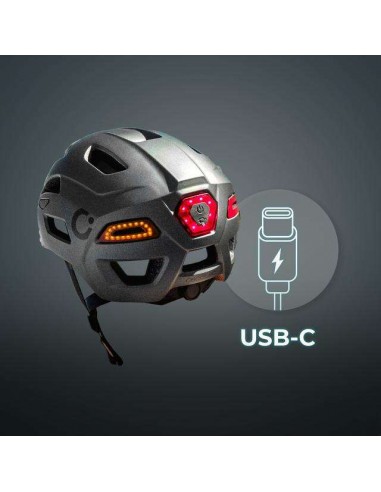 Cecotec BrainGuard Flash L-XL Casco con Intermitentes, Luz Frontal y Trasera Bluetooth