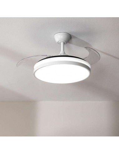 Cecotec EnergySilence Aero 4300 Invisible White Ventilador de Techo de 35W, Mando a Distancia, Luz LED