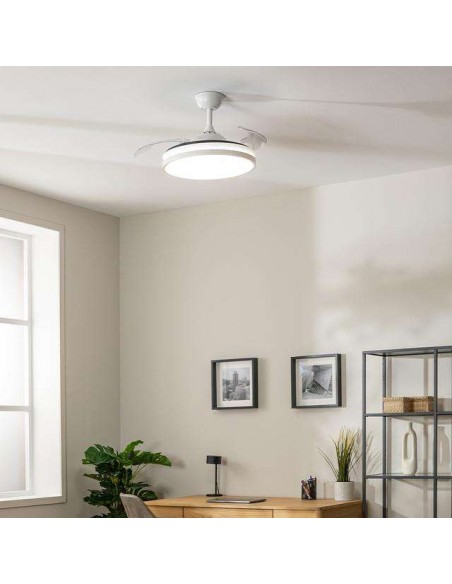 Cecotec EnergySilence Aero 4300 Invisible White Ventilador de Techo de 35W, Mando a Distancia, Luz LED