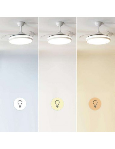 Cecotec EnergySilence Aero 4300 Invisible White Ventilador de Techo de 35W, Mando a Distancia, Luz LED
