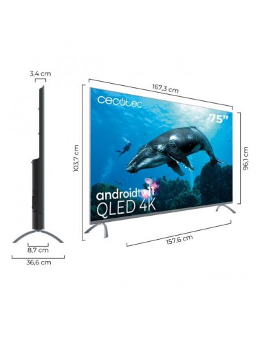 Cecotec VQU30075+ M QLED V3+ Series 75" 4K UltraHD Android TV 11 HDR10 Televisor