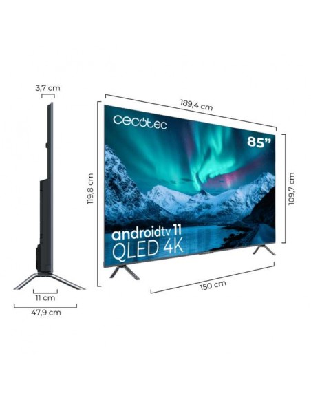 Cecotec VQU30085+ M QLED V3+ Series 85" 4K UltraHD Android TV 11 HDR10 Televisor