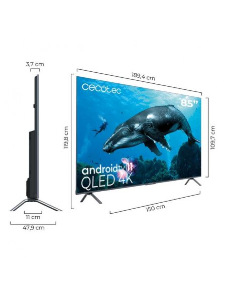 Cecotec VQU30085+ M QLED V3+ Series 85" 4K UltraHD Android TV 11 HDR10 Televisor