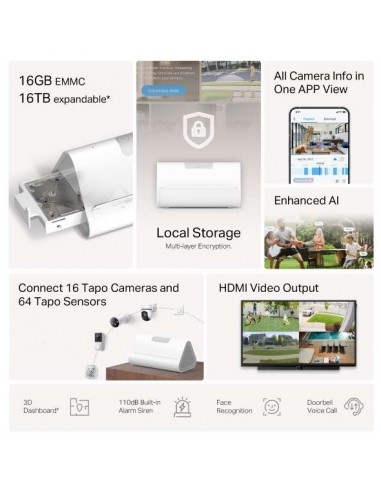 Tapo H500 Hub Inteligente con Almacenamiento Local para Cámaras, Sensores y Timbres