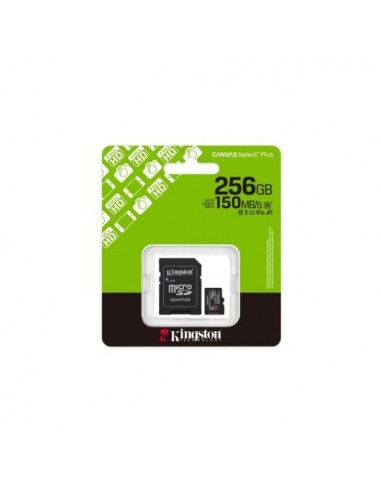 Kingston Canvas Select Plus Tarjeta MicroSDXC 256GB UHS-I V10 A1 150MB/s Negra con Adaptador SD