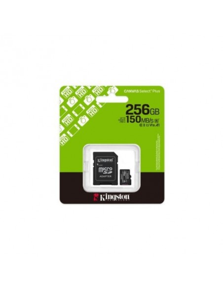 Kingston Canvas Select Plus Tarjeta MicroSDXC 256GB UHS-I V10 A1 150MB/s Negra con Adaptador SD
