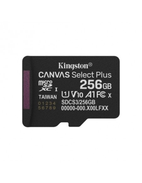 Kingston Canvas Select Plus Tarjeta MicroSDXC 256GB UHS-I V10 A1 150MB/s Negra con Adaptador SD